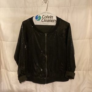 Material Girl Sequined Jacket & Black Jenni sequined pants